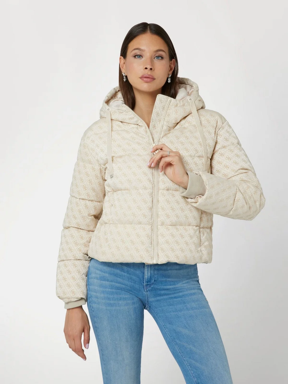 GUESS Piumino Donna DAISY PUFFER LOGO FLOCK W4BL36 WGJZ0 FN1E Bianco - Image 2