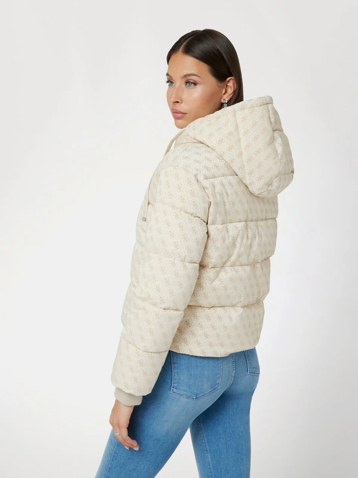 GUESS Piumino Donna DAISY PUFFER LOGO FLOCK W4BL36 WGJZ0 FN1E Bianco - Image 3