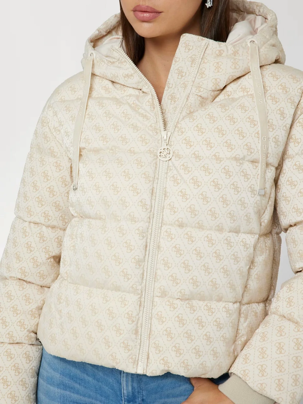GUESS Piumino Donna DAISY PUFFER LOGO FLOCK W4BL36 WGJZ0 FN1E Bianco - Image 4