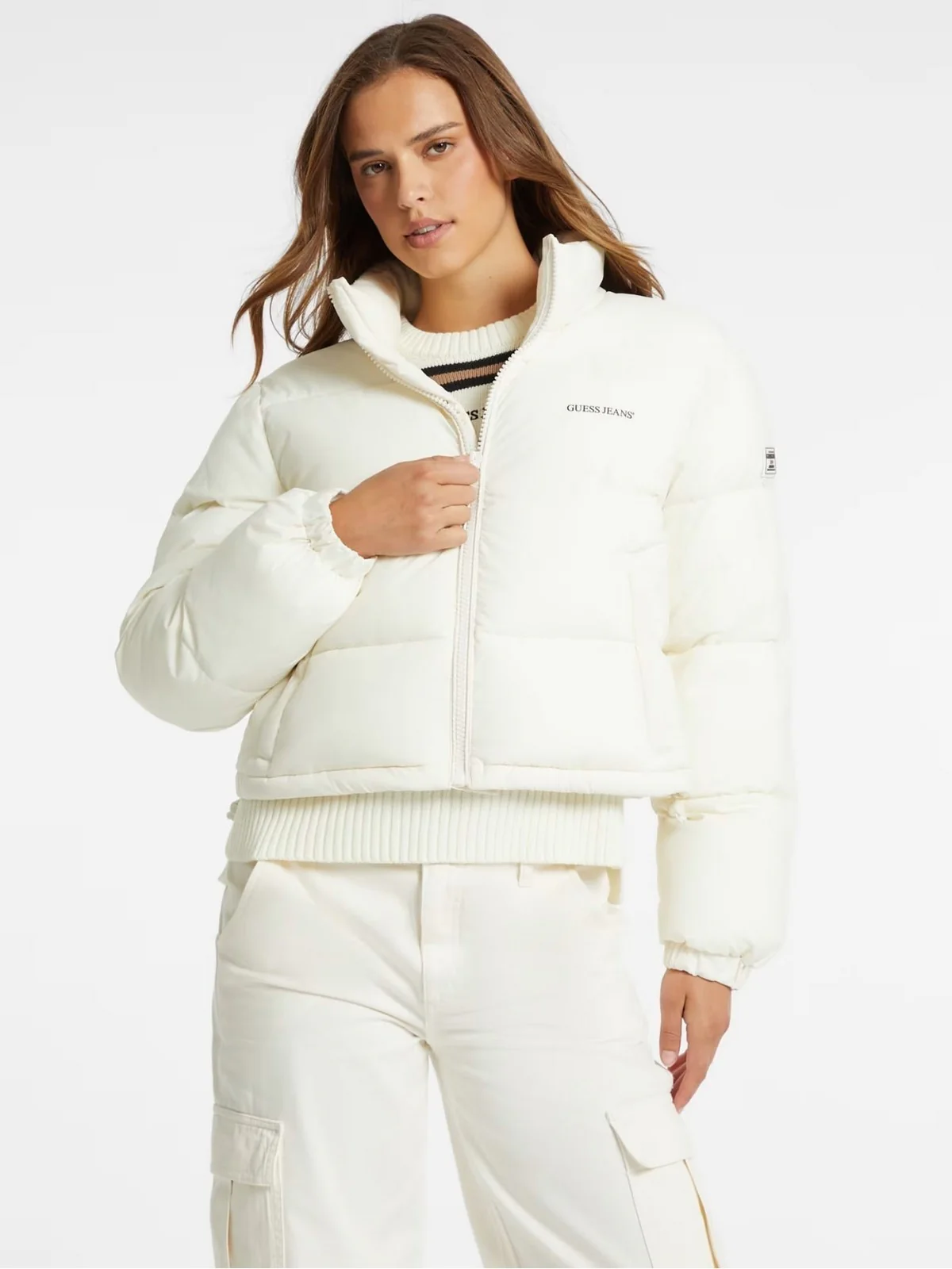 GUESS Piumino Donna GJ CROPPED PUFFER W4BL20 WGII2 G053 SANDY SHORE - Image 4