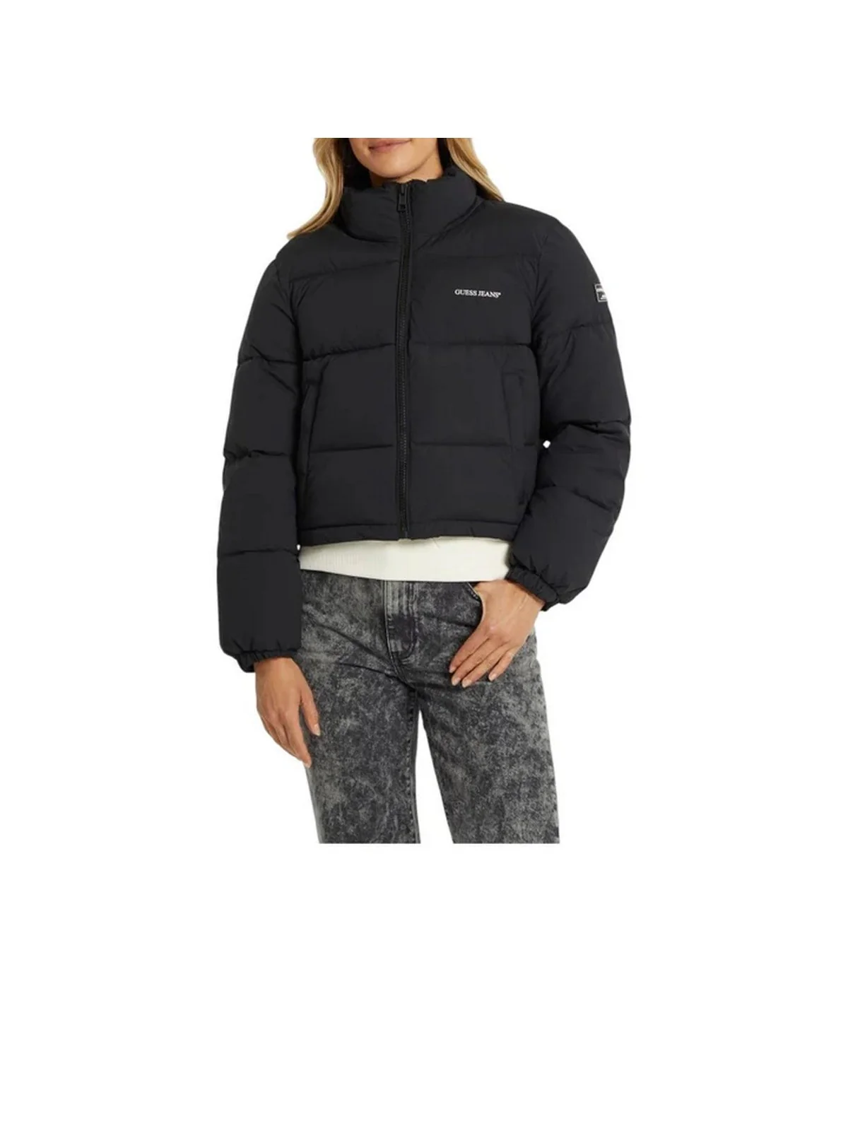 GUESS Piumino Donna GJ CROPPED PUFFER W4BL20 WGII2 JBLK Jet Black A996 - Image 3