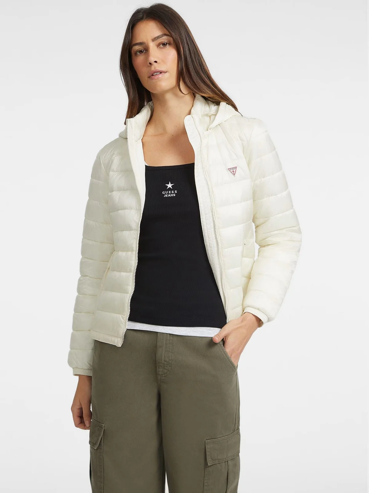 GUESS Piumino Donna GJ HOODED PUFFER W4YL00 WG922 G053 Beige - Image 2