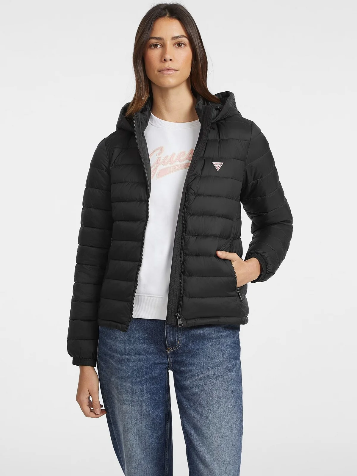 GUESS Piumino Donna GJ HOODED PUFFER W4YL00 WG922 JBLK Nero - Image 2