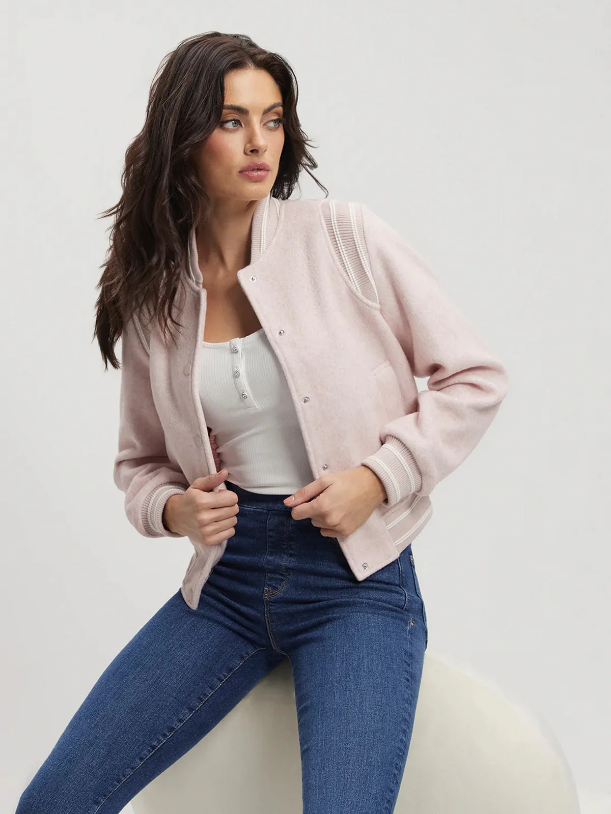GUESS Piumino Donna GLORIA LOGO BOMBER W4RL45 WFWS2 PSDM Rosa - Image 3