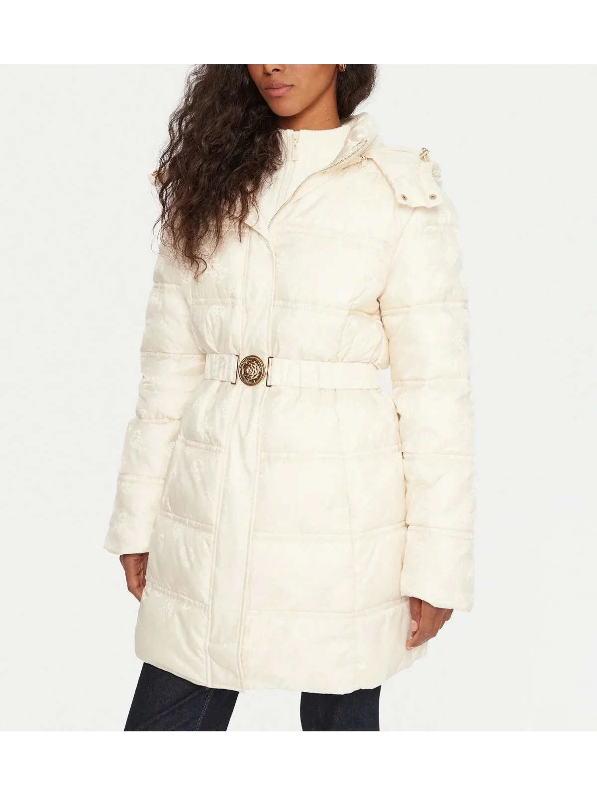 GUESS Piumino Donna IMMA LOGO MIDI PUFFER W5BL44 W2912 G1F7 VANILLA BLUSH - Image 3