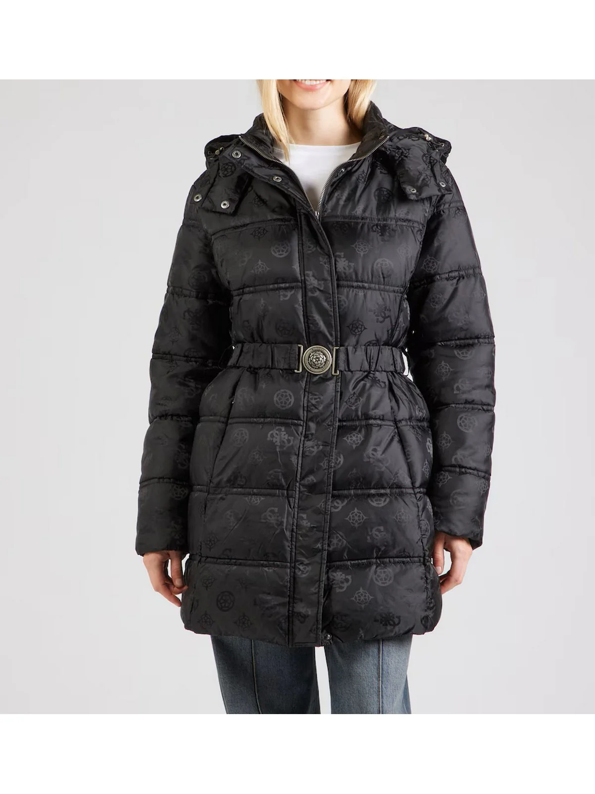GUESS Piumino Donna IMMA LOGO MIDI PUFFER W5BL44 W2912 JBLK Jet Black A996 - Image 2