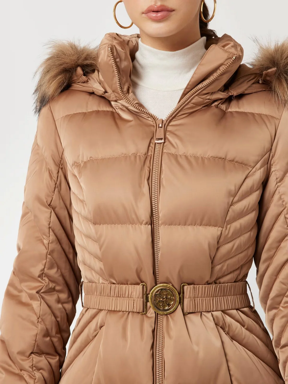 GUESS Piumino Donna NEW OLGA LONG REAL DOWN W4BL41 WEX52 G1DQ Beige - Image 5