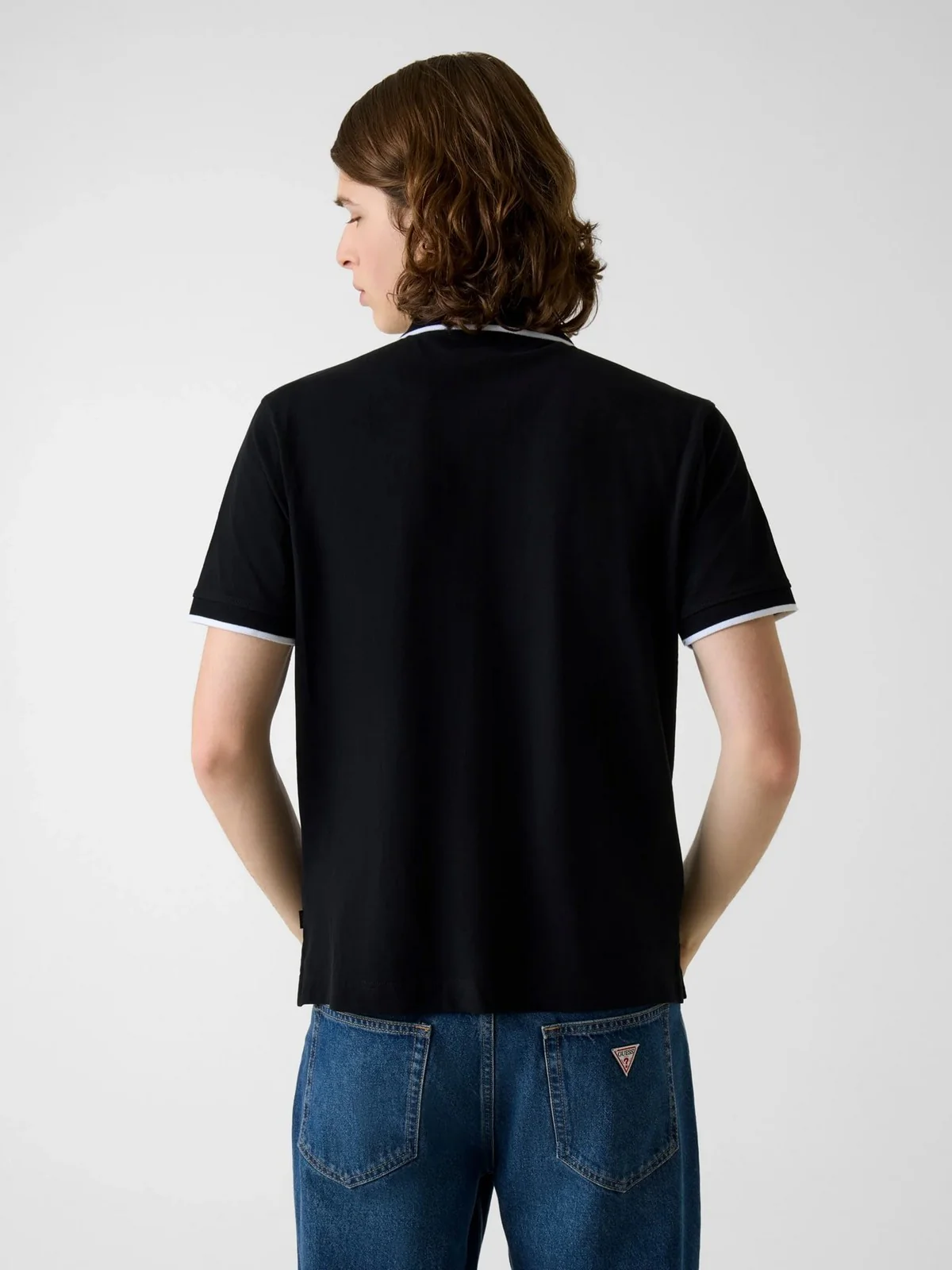 GUESS Polo Uomo GJ REG EMBRO SS POLO TIPPING M6RP24 KCJV1 S9HJ JET BLACK PURE WHITE - Image 2