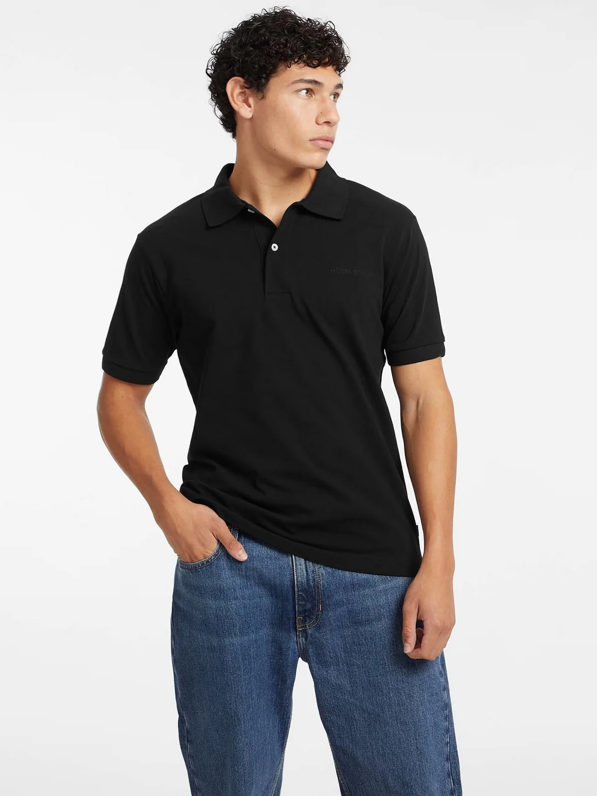 GUESS Polo Uomo GJ SS EMBRO LOGO POLO M4BP29 KCJV1 JBLK Jet Black A996 - Image 2