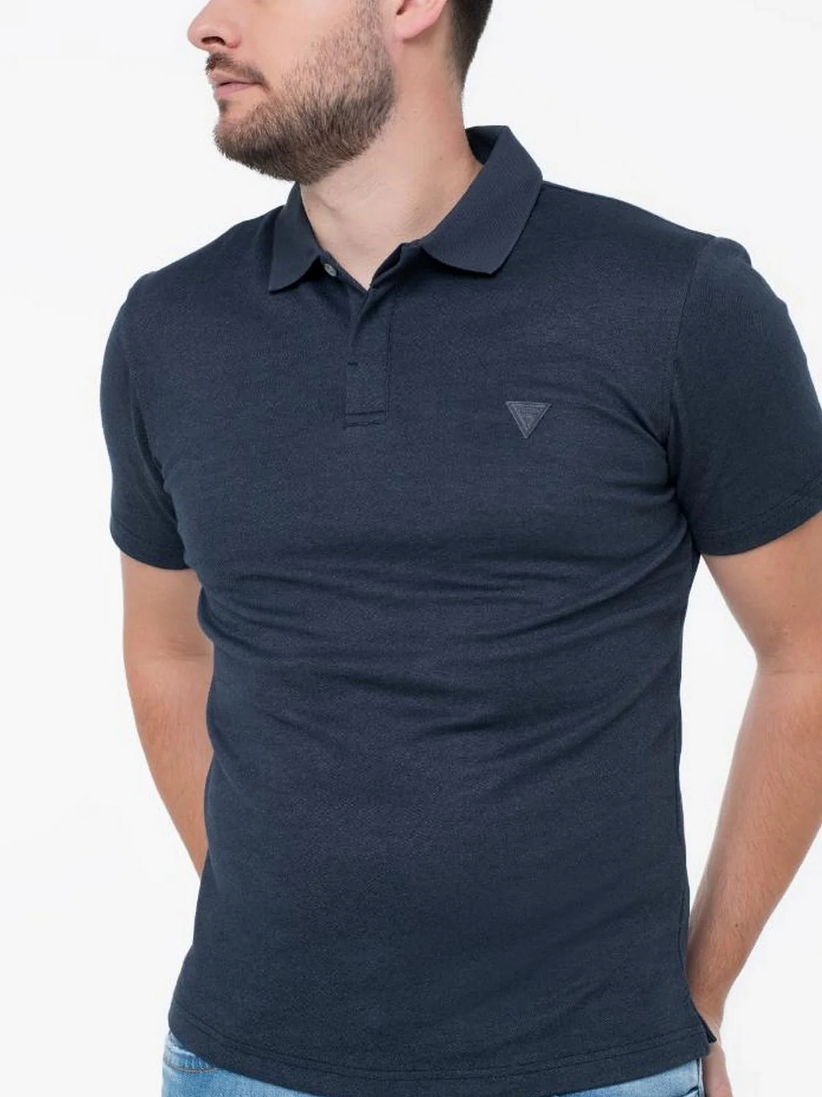 GUESS Polo Uomo SMALL TRIANGLE YD SS POLO M5RP02 KCLR2 FB9Q BLUE YARN DYED - Image 2