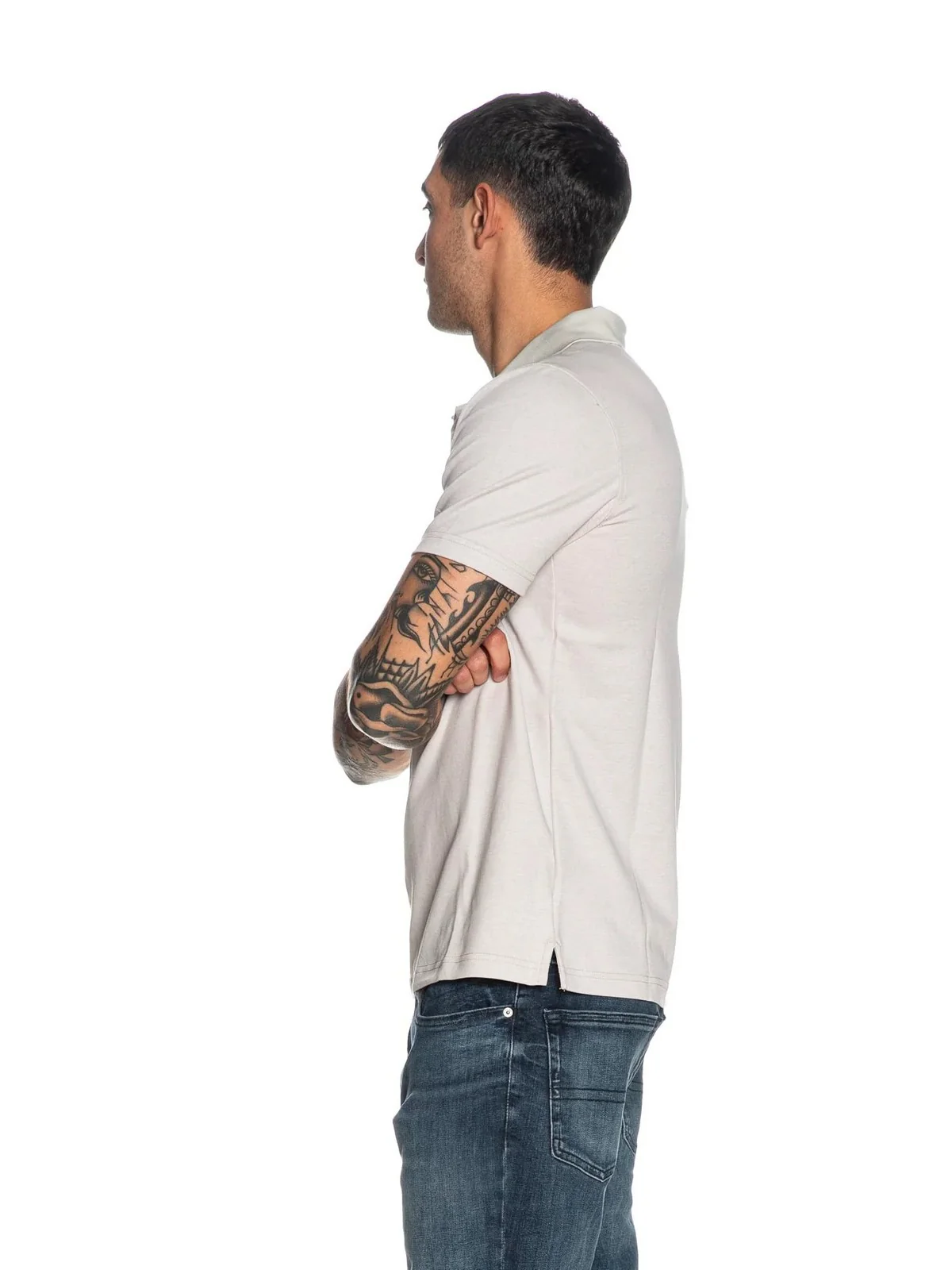 GUESS Polo Uomo SMALL TRIANGLE YD SS POLO M5RP02 KCLR2 FJ6A CLOUD WHITE YARN DYE - Image 4