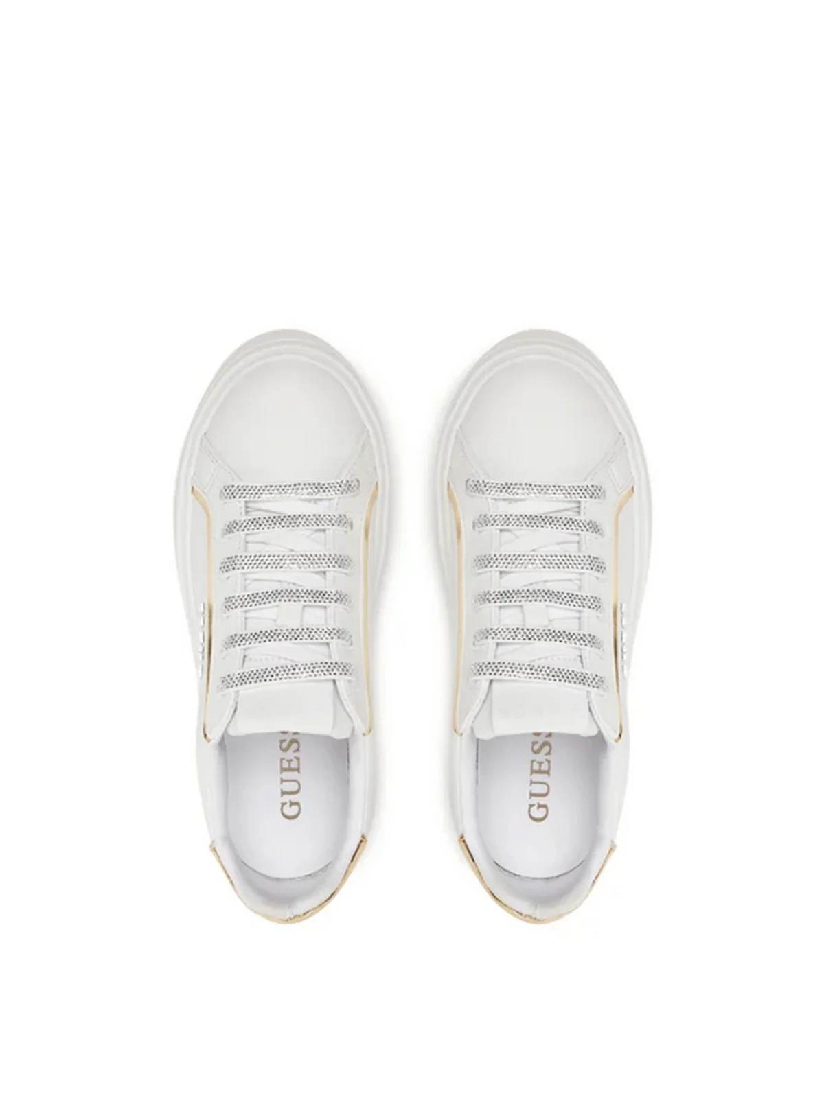 GUESS Sneaker Donna AMERIA FLJMRI ELE12 WHPLA WHITE/PLATINO - Image 4