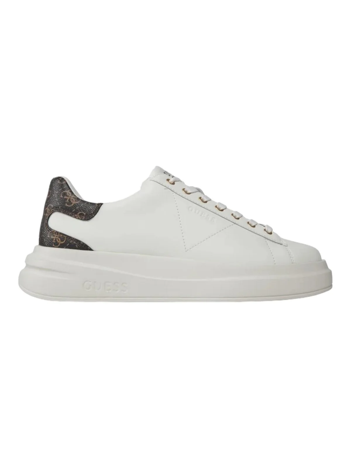GUESS Sneaker Uomo ELBA FMPVIB LEA12 WBROC WHITE BROWN OCRA