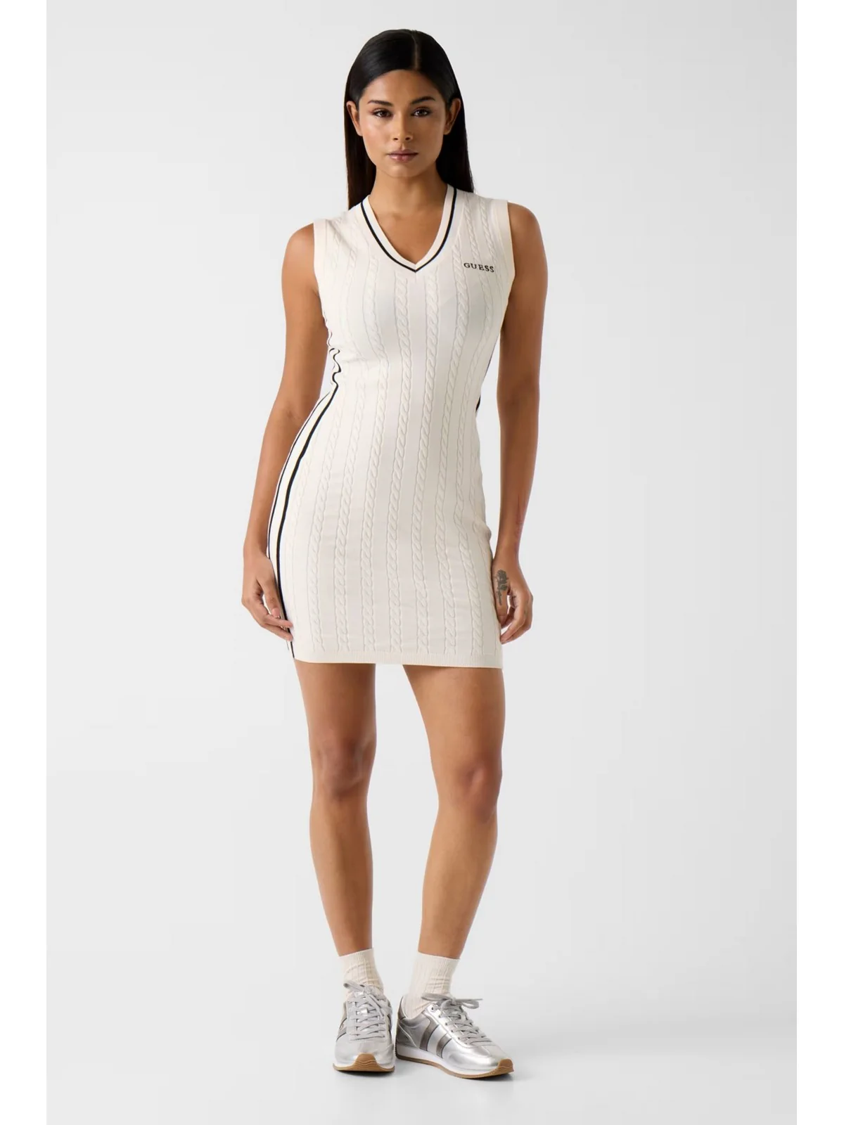GUESS SPORT Abito Donna SHARI DRESS SWTR V6RK09 Z4652 G1O6 DOVE WHITE - Image 3