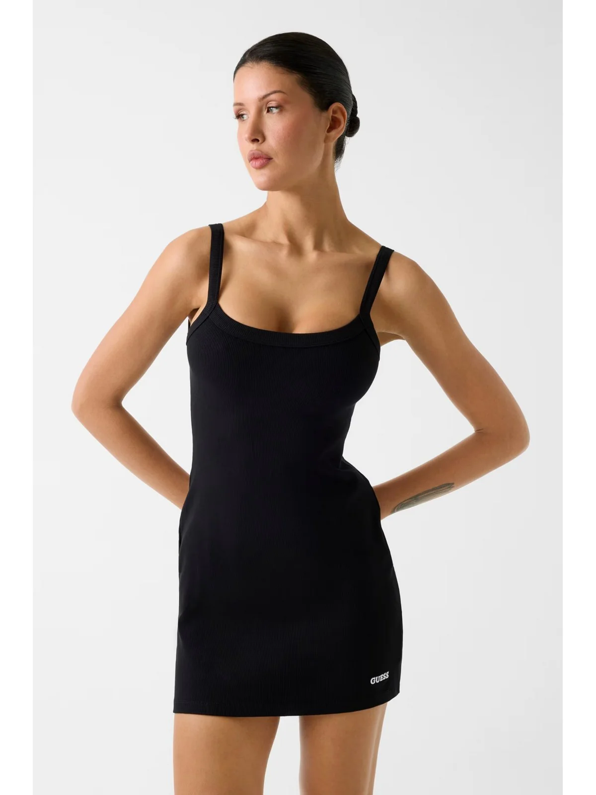 GUESS SPORT Abito Donna STELLA RIB SHORT DRESS V6GK11 K3181 JBLK Jet Black A996 - Image 2