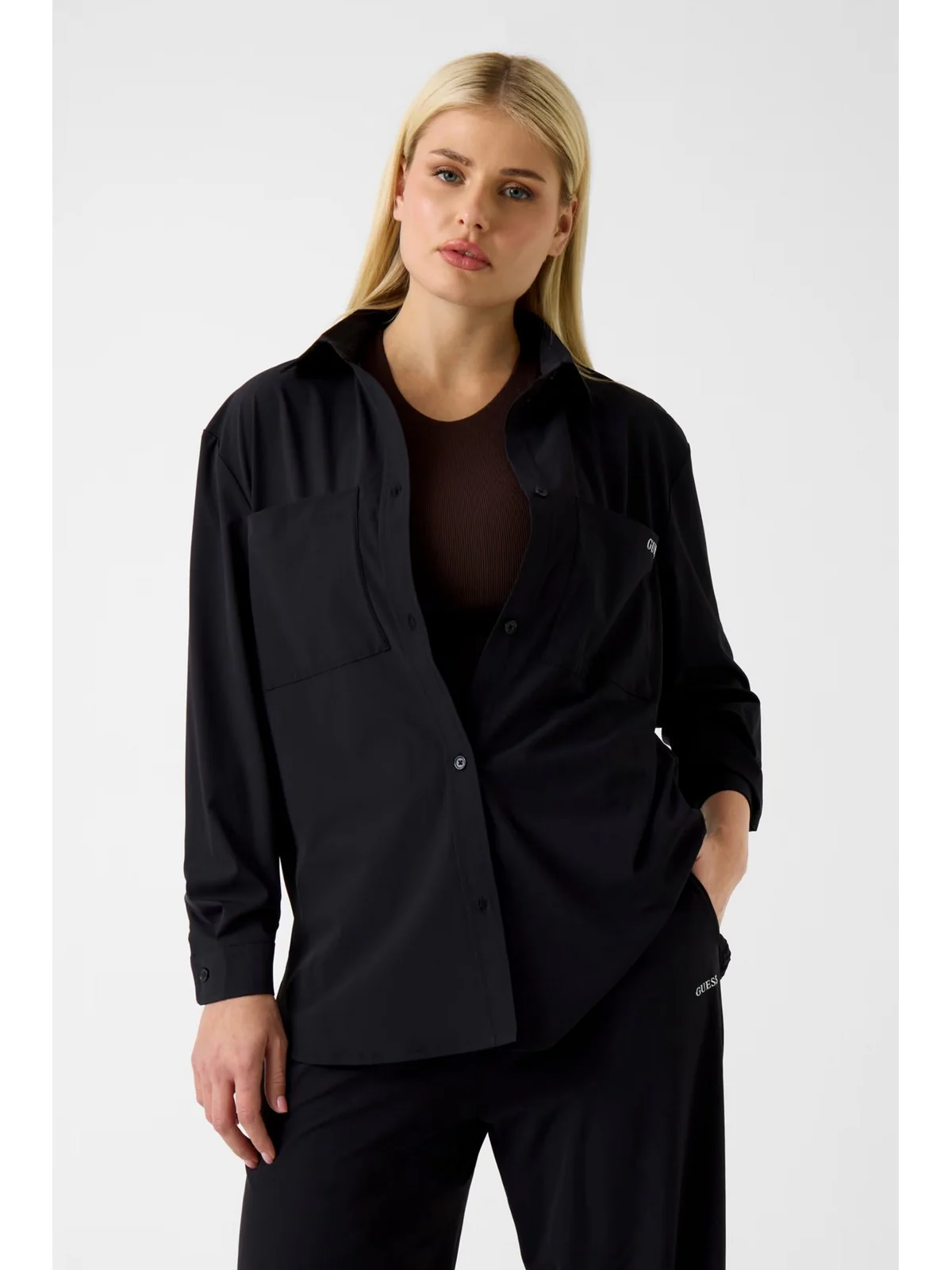 GUESS SPORT Camicia Donna NAT SHACKET V6RH00 WL232 JBLK Jet Black A996 - Image 2
