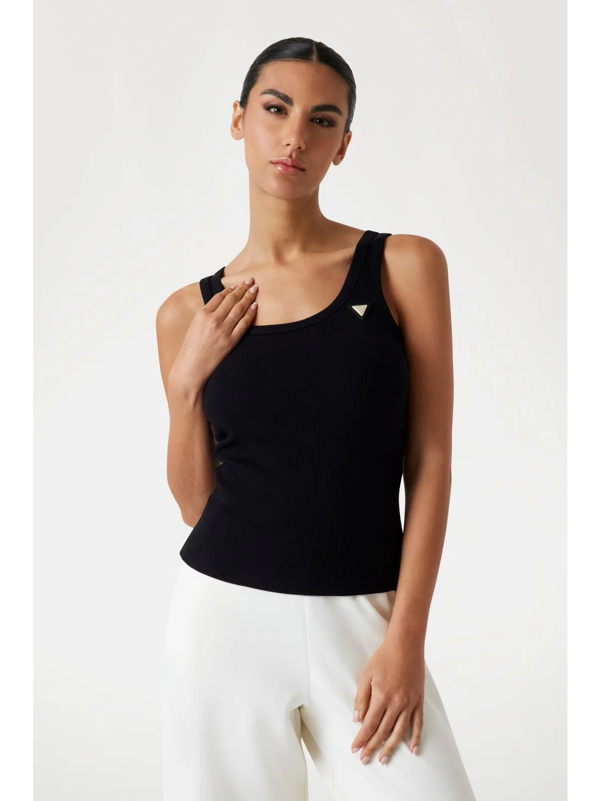 GUESS SPORT Canotta Donna COLETTE RIB TANK V4YP06 K8RT2 JBLK Jet Black A996 - Image 2