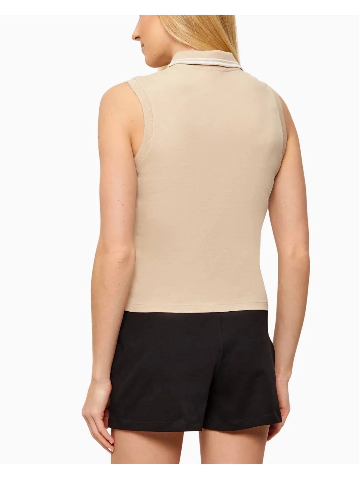 GUESS SPORT Canotta Donna SARAH SLEEVELESS POLO V6GP03 K2958 G1BW SAND TAN - Image 2