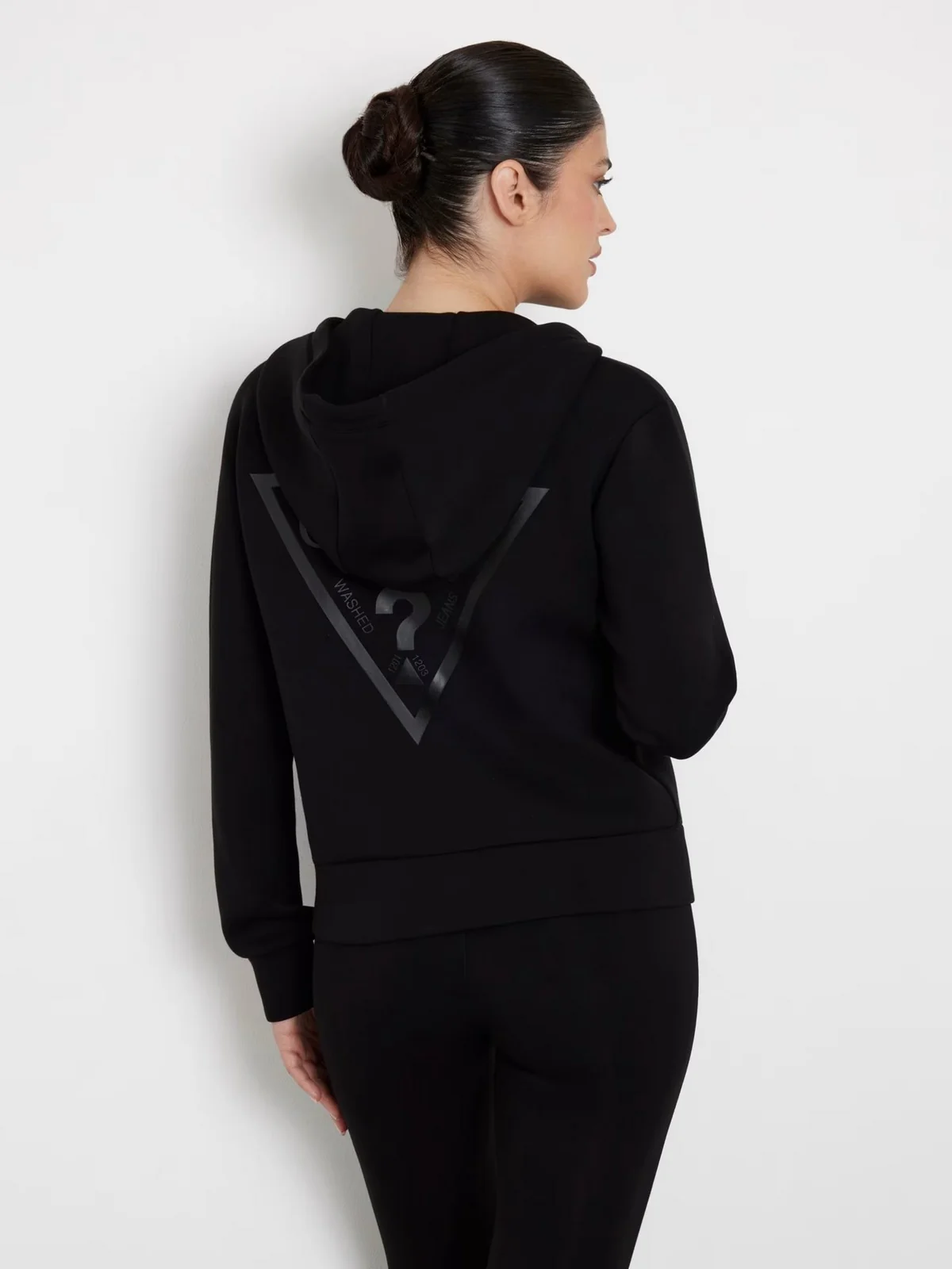 GUESS SPORT Felpa Donna ALLIE SCUBA HOODIE ZIP SWEATSH V3RQ11 K7UW2 JBLK Jet Black A996 - Image 3