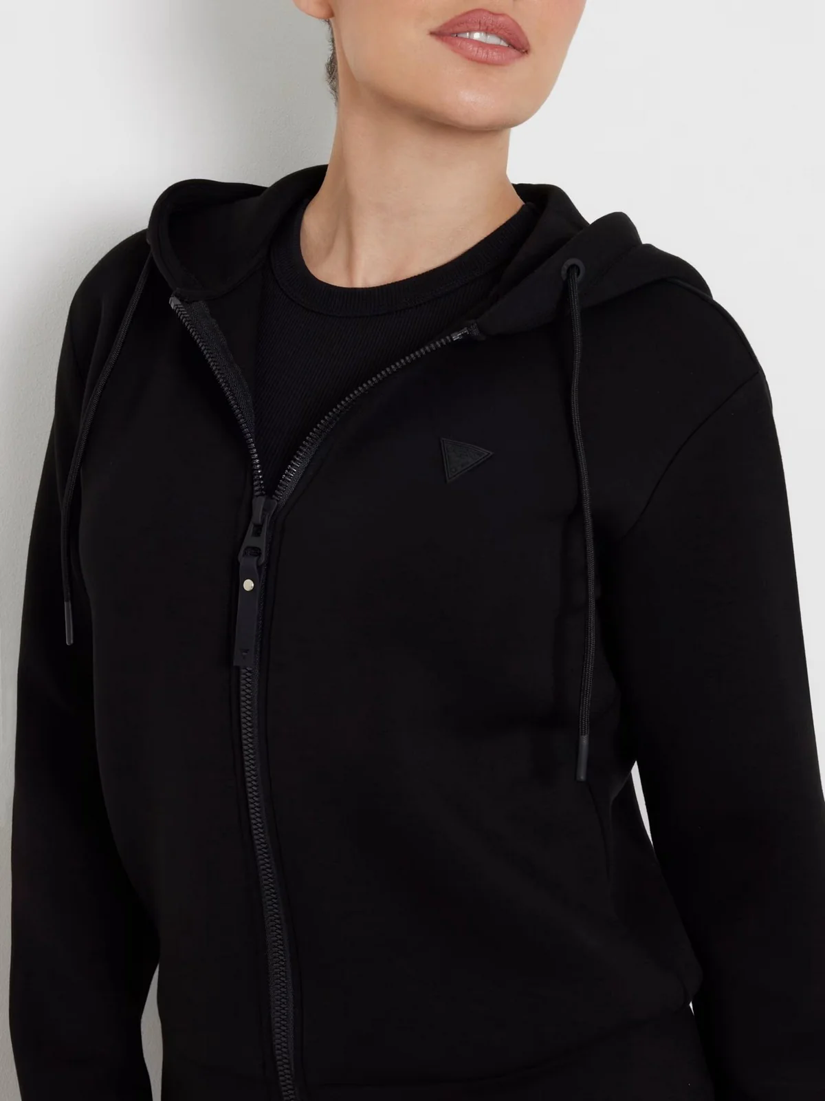 GUESS SPORT Felpa Donna ALLIE SCUBA HOODIE ZIP SWEATSH V3RQ11 K7UW2 JBLK Jet Black A996 - Image 8