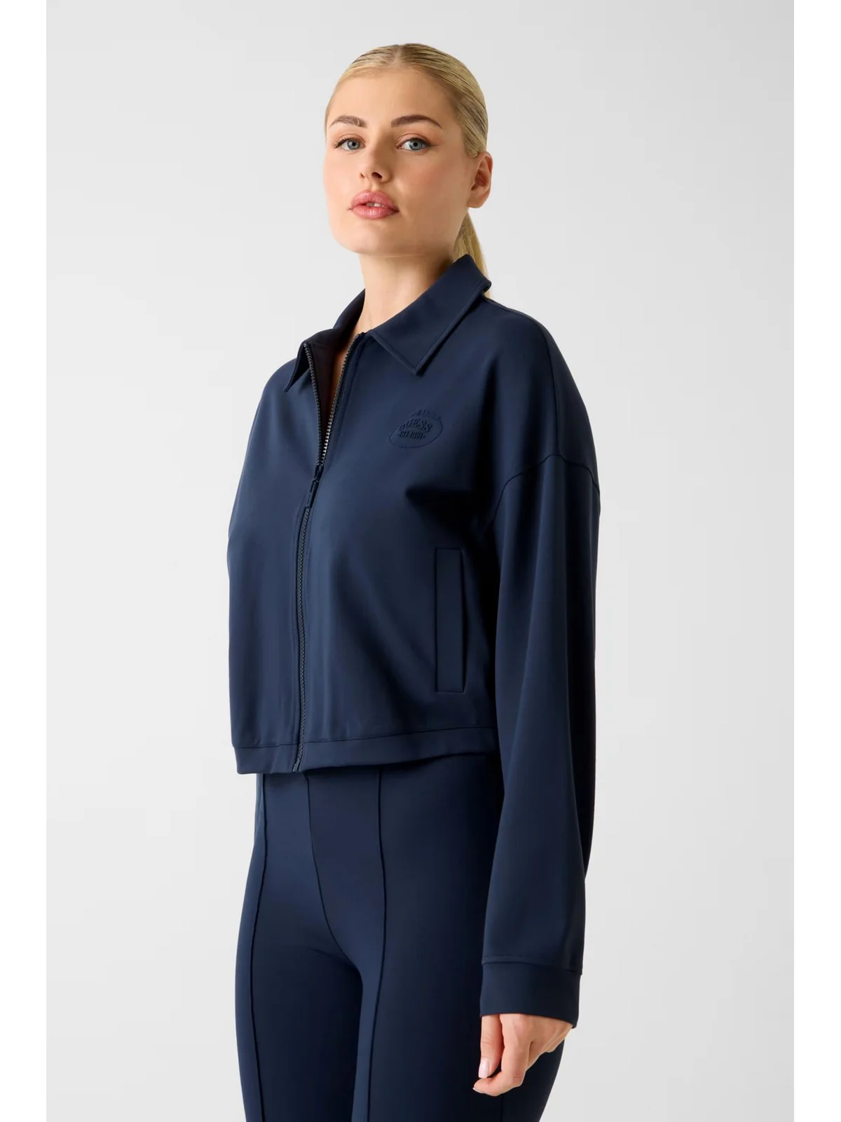 GUESS SPORT Felpa Donna ANNIE CROP FULL ZIP JACKET V6RQ17 KD822 G7F3 TOTAL LUNAR ECLIPSE - Image 2