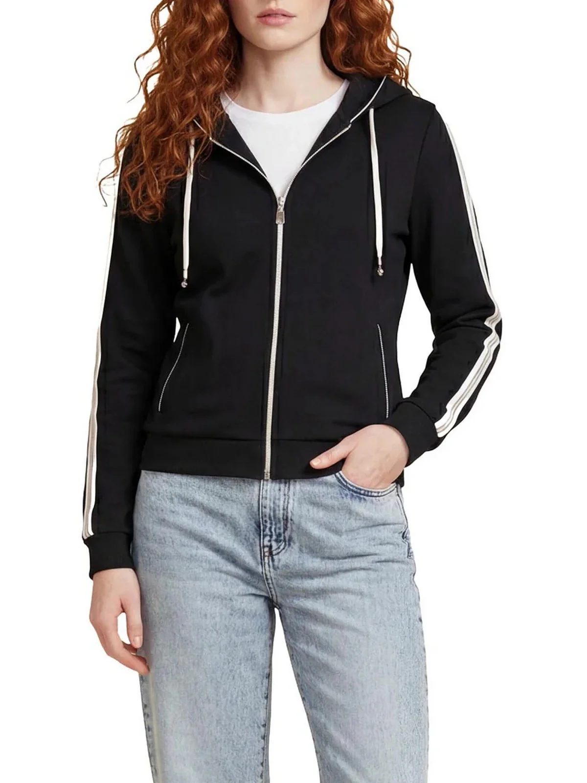 GUESS SPORT Felpa Donna CIRCE FULL ZIP HOODIE V6GQ07 K3096 JBLK Jet Black A996 - Image 4