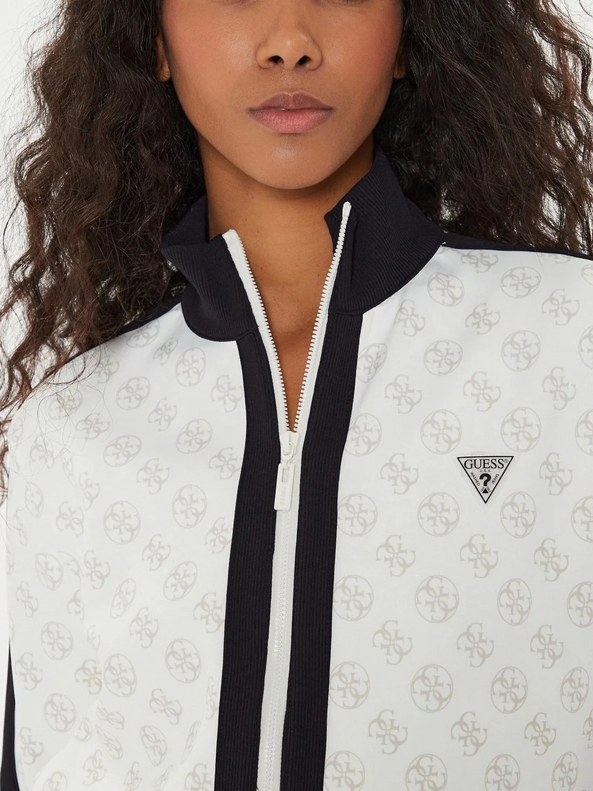 GUESS SPORT Felpa Donna ELA 4G FULL ZIP SWEATSHIRT V4YQ01 KB212 P1HA Beige - Image 5