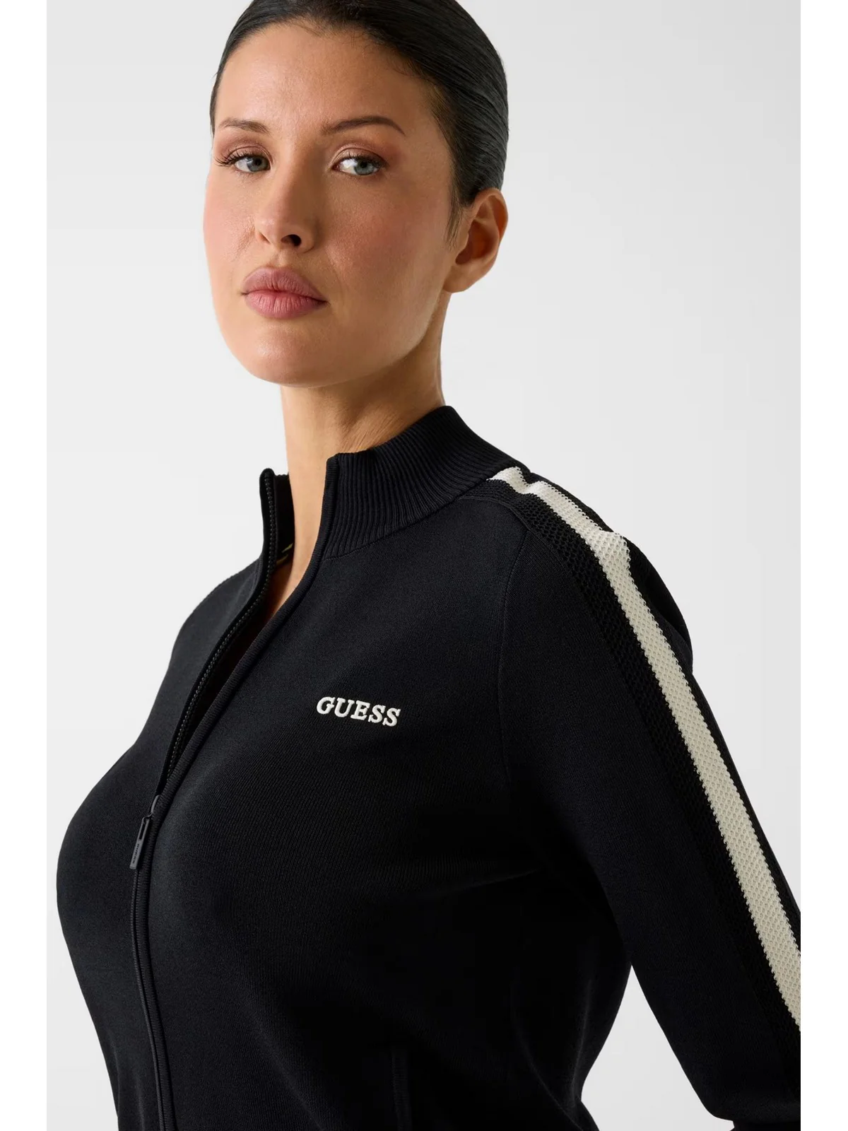 GUESS SPORT Felpa Donna GABRY FULL ZIP JACKET SWTR V6GR12 Z0752 JBLK Jet Black A996 - Image 5