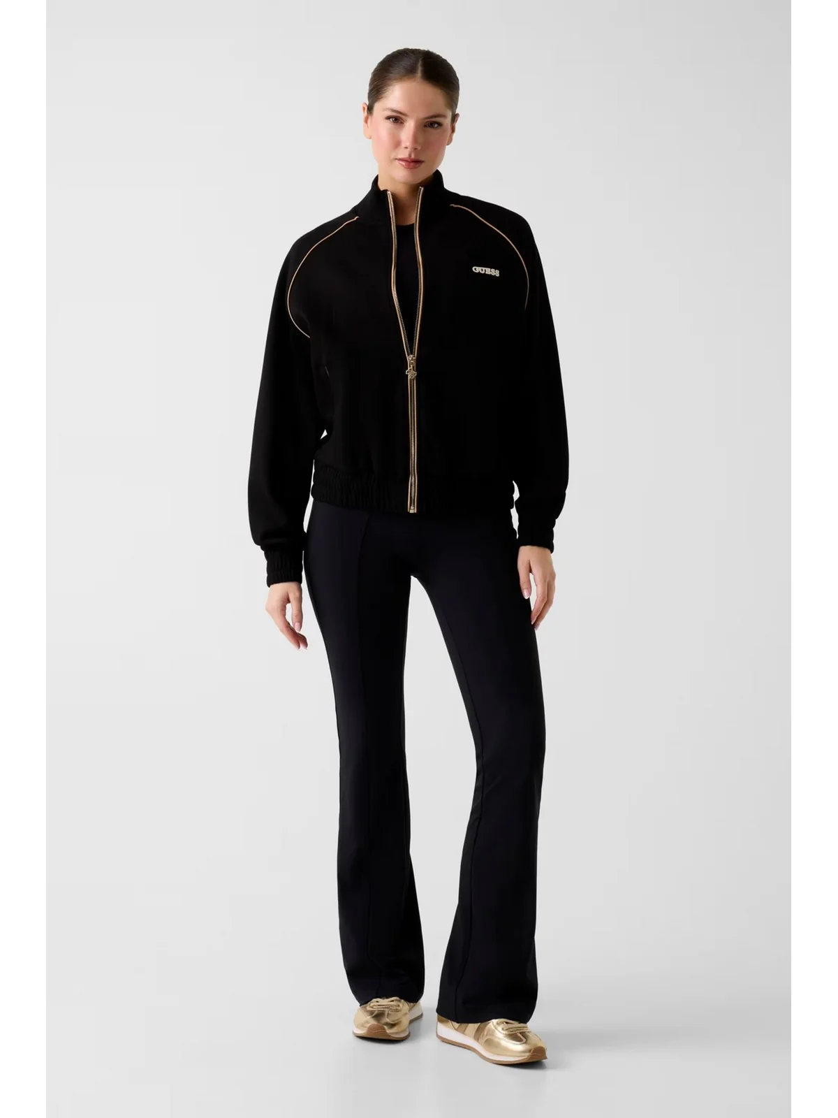 GUESS SPORT Felpa Donna GEORGIA HIGH NECK FULL-ZIP SWE V6RQ00 KD852 JBLK Jet Black A996 - Image 3