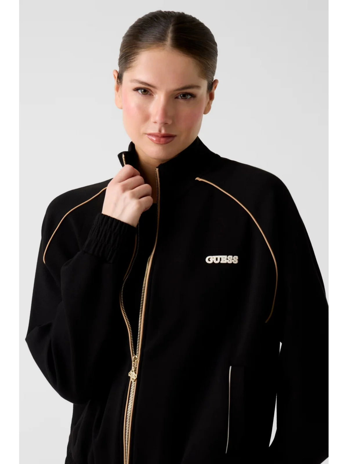 GUESS SPORT Felpa Donna GEORGIA HIGH NECK FULL-ZIP SWE V6RQ00 KD852 JBLK Jet Black A996 - Image 5