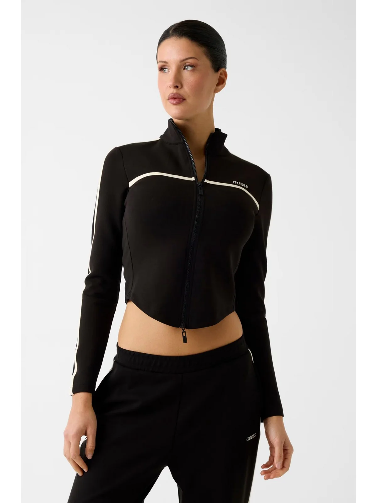 GUESS SPORT Felpa Donna JASMINE FULL ZIP SWEATSHIRT V6GQ04 K2911 JBLK Jet Black A996 - Image 2