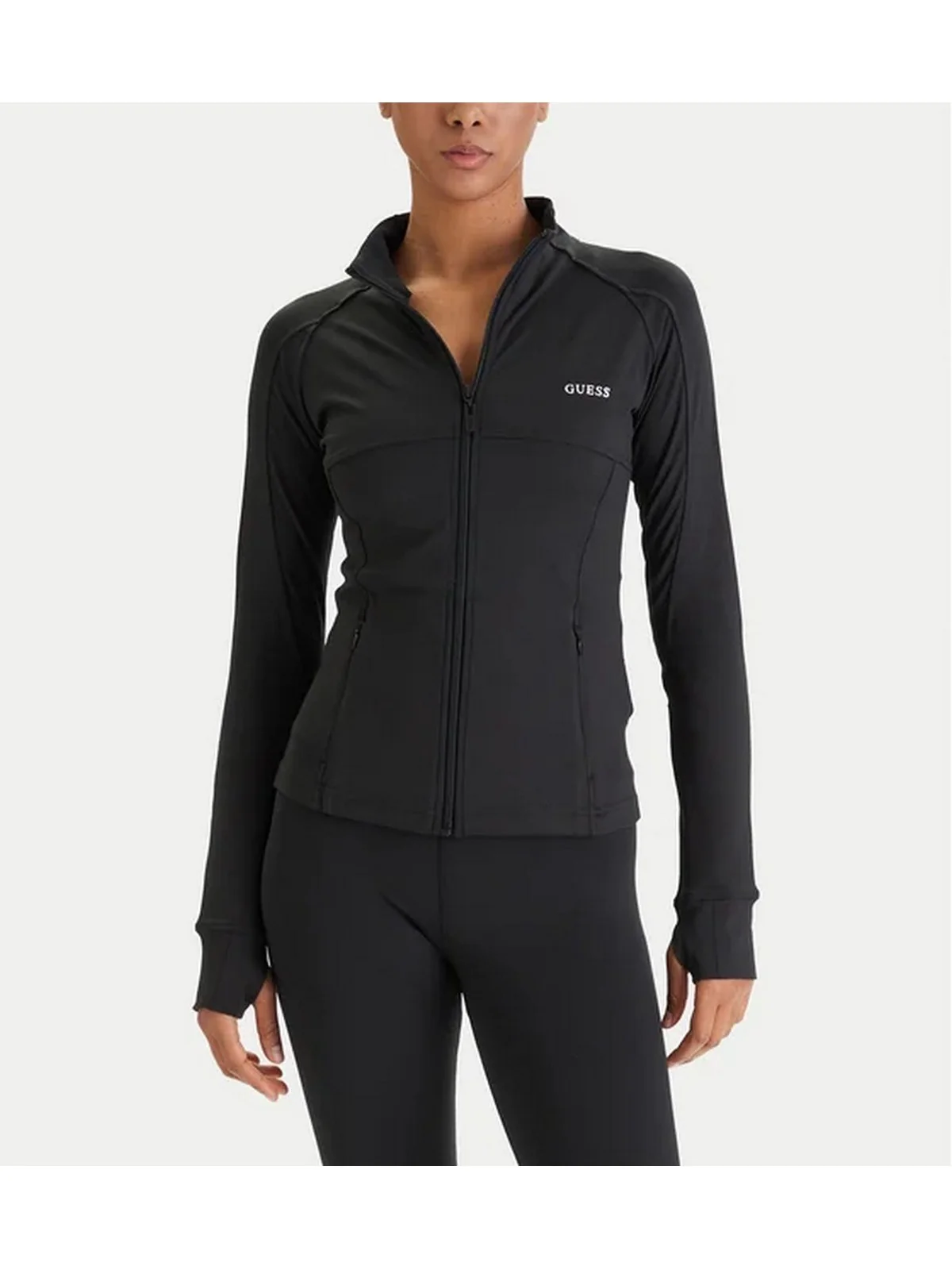 GUESS SPORT Felpa Donna MARGOT LS ZIP ACTIVE TOP V6RP15 KD952 JBLK Jet Black A996 - Image 3