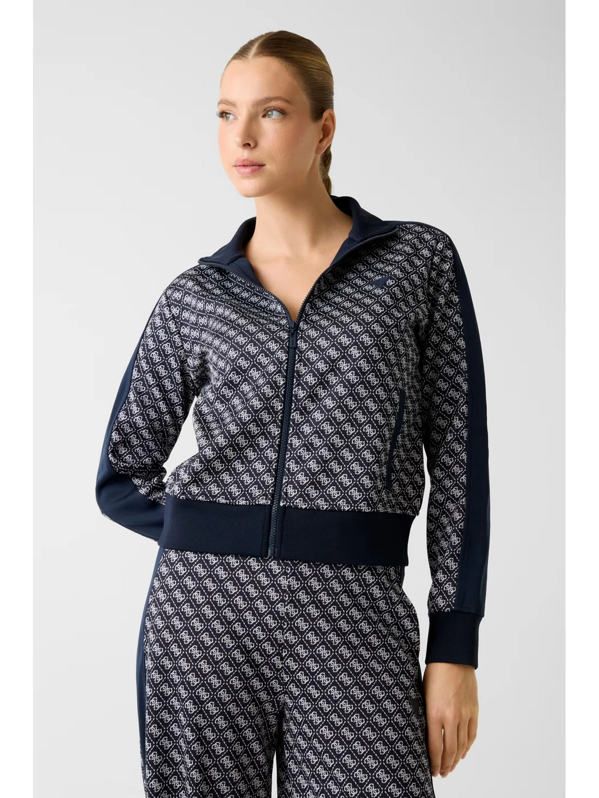 GUESS SPORT Felpa Donna MAYA 4G FULLZIP SWEATSHIRT V6RQ08 K2042 FJBB 4G JACQUARD MOON - Image 2