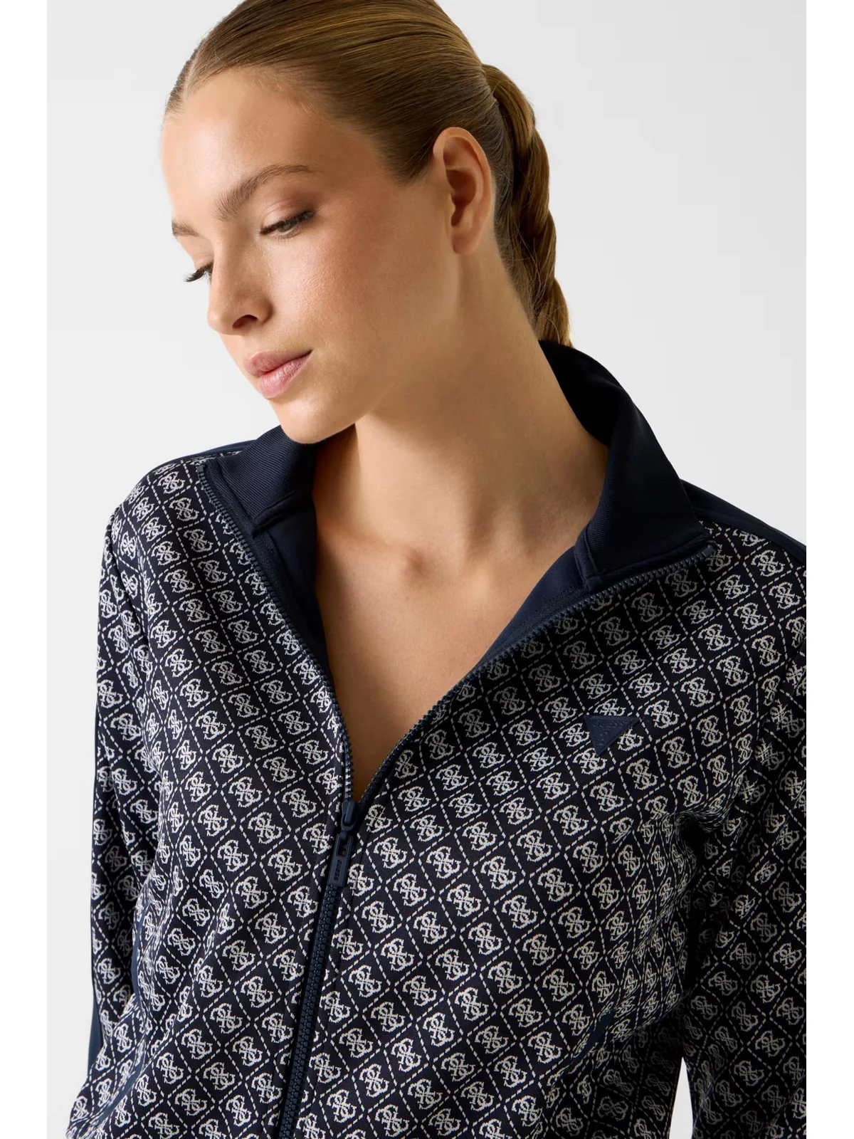 GUESS SPORT Felpa Donna MAYA 4G FULLZIP SWEATSHIRT V6RQ08 K2042 FJBB 4G JACQUARD MOON - Image 5