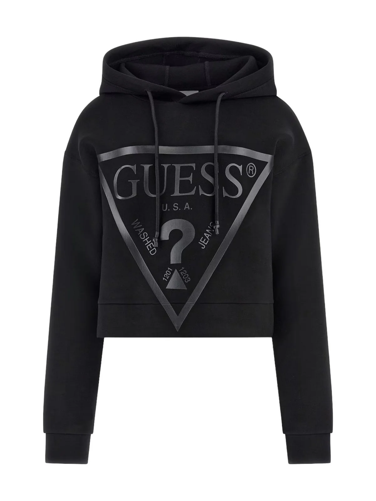 GUESS SPORT Felpa Donna NEW ALISA HOODED SWEATSHIRT V2YQ08 K7UW2 JBLK Jet Black A996 - Image 4