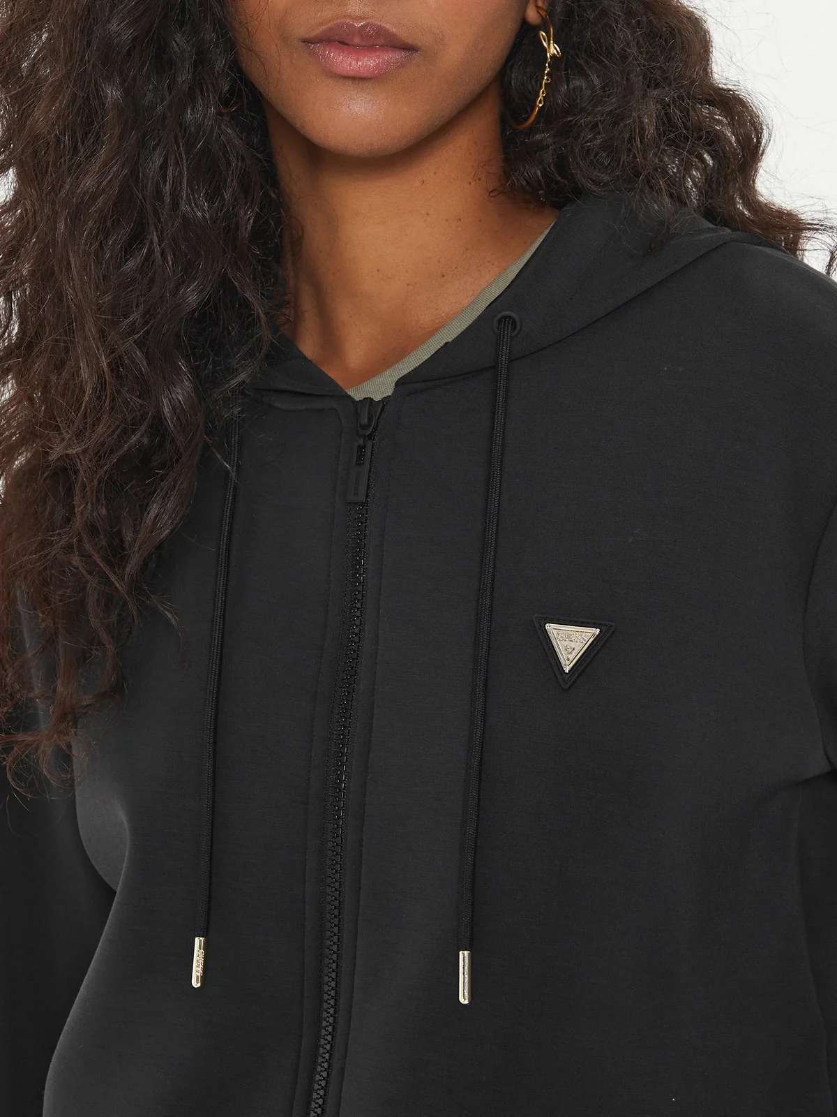 GUESS SPORT Felpa Donna OLYMPE FULL ZIP HOODIE SWEATSH V4YQ06 KCAY2 JBLK Nero - Image 4