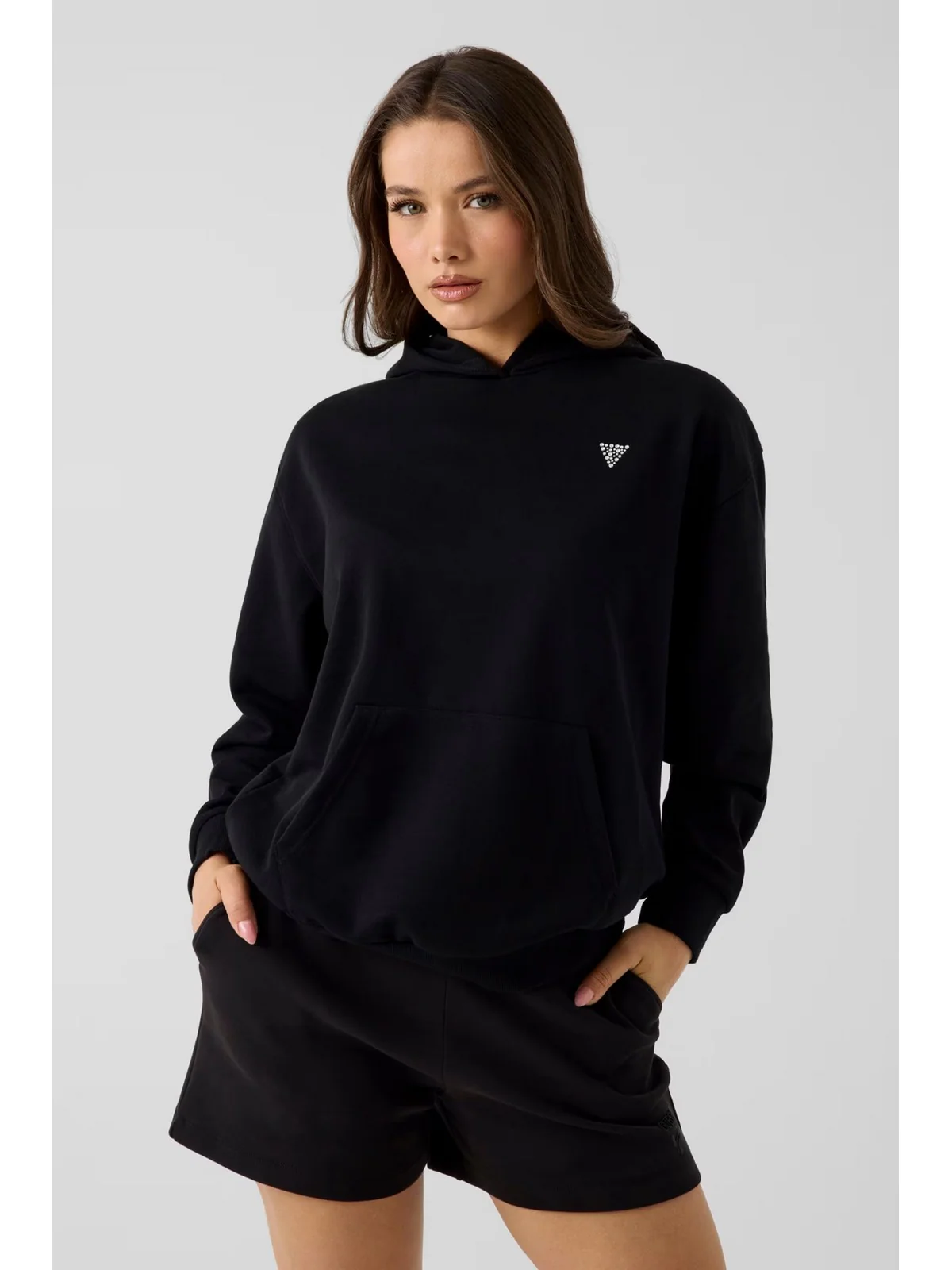 GUESS SPORT Felpa Donna SILVY HOODIE V6GQ18 K3513 JBLK Jet Black A996 - Image 2