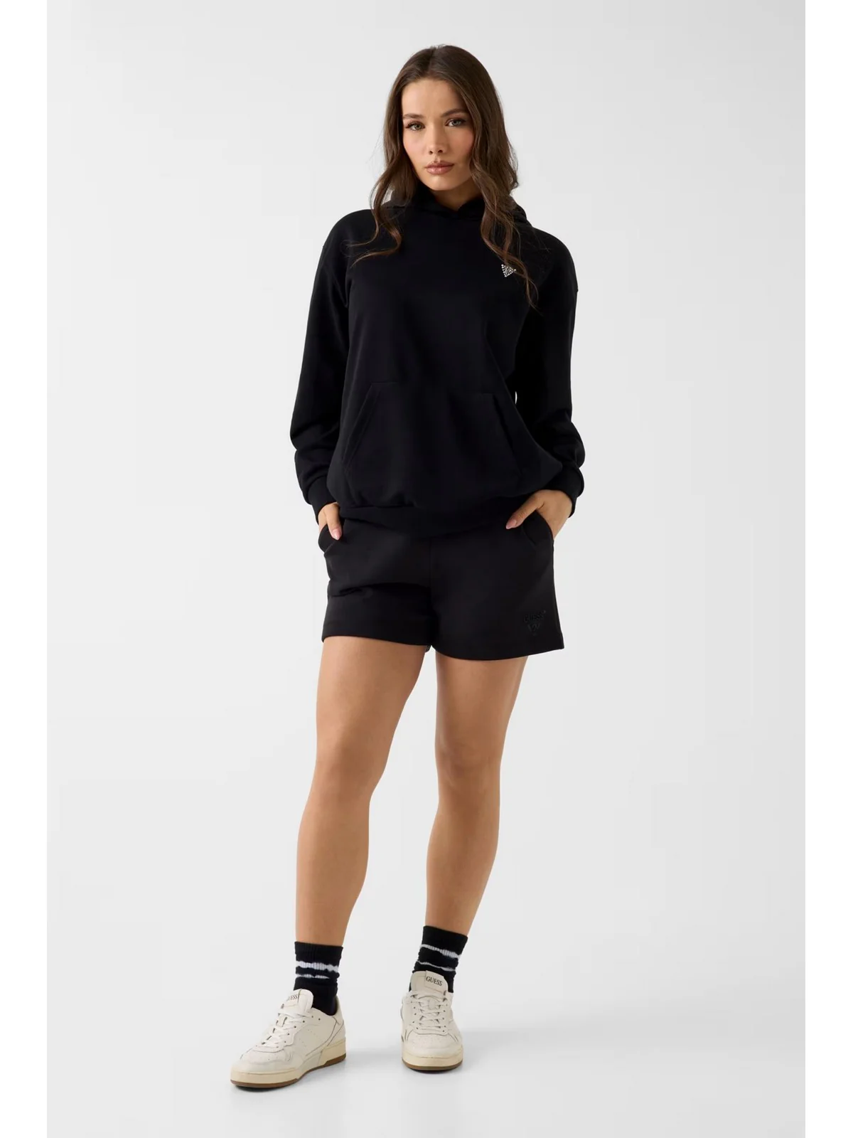 GUESS SPORT Felpa Donna SILVY HOODIE V6GQ18 K3513 JBLK Jet Black A996 - Image 3