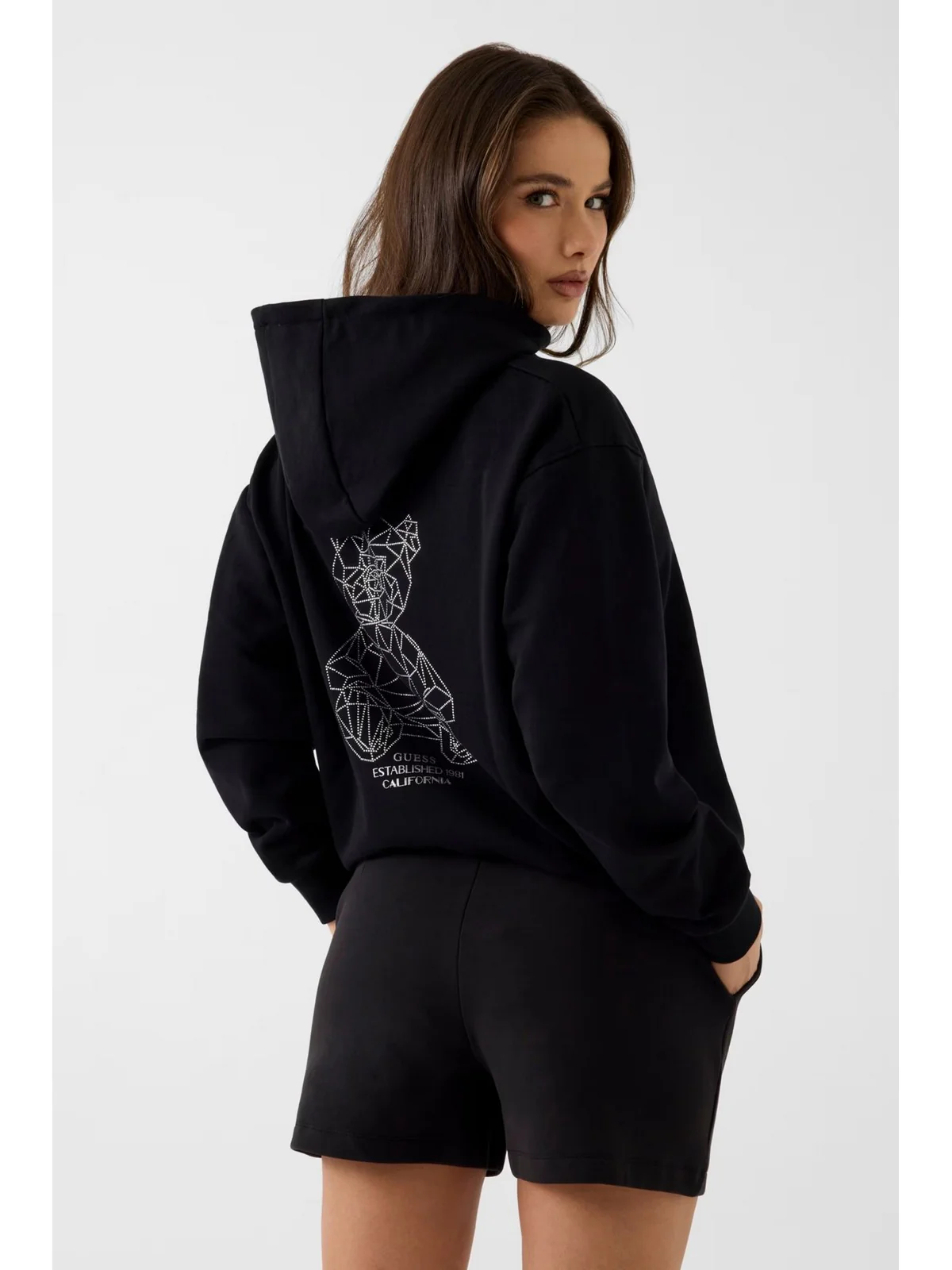GUESS SPORT Felpa Donna SILVY HOODIE V6GQ18 K3513 JBLK Jet Black A996 - Image 4