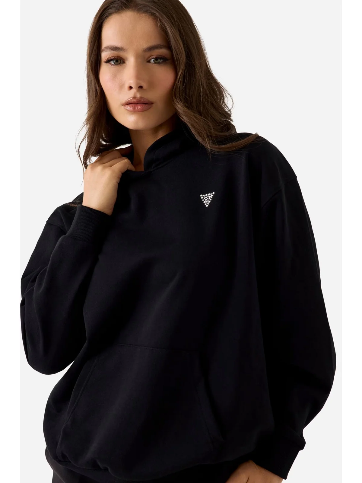 GUESS SPORT Felpa Donna SILVY HOODIE V6GQ18 K3513 JBLK Jet Black A996 - Image 5