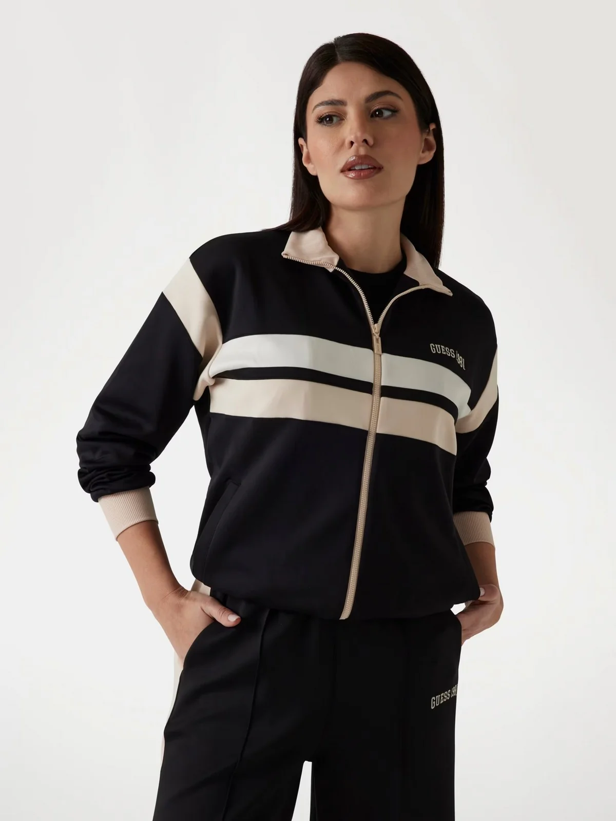 GUESS SPORT Felpa Donna SUZANNE FULL ZIP SWE V5RQ00 KCO72 G1I9 Nero - Image 2