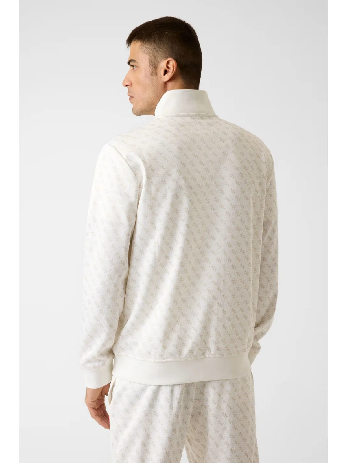GUESS SPORT Felpa Uomo KORBIN FULL ZIP TRACKSUIT Z2BQ06 K7122 P05N 4G AOP PURE WHITE - Image 4