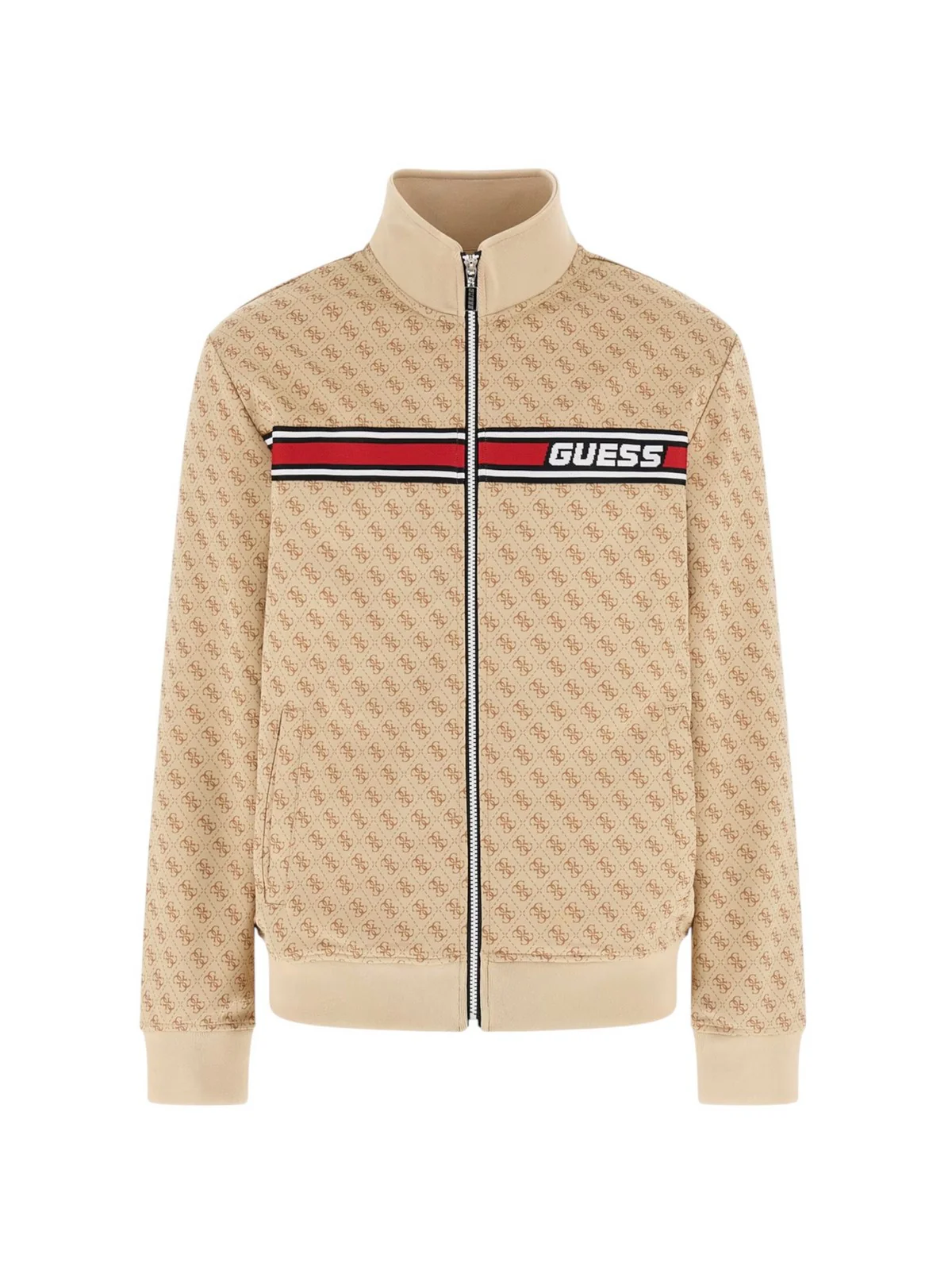 GUESS SPORT Felpa Uomo KORBIN FULL ZIP TRACKSUIT Z2BQ06 K7122 P13W 4G AOP BEIGE BLANCO - Image 6