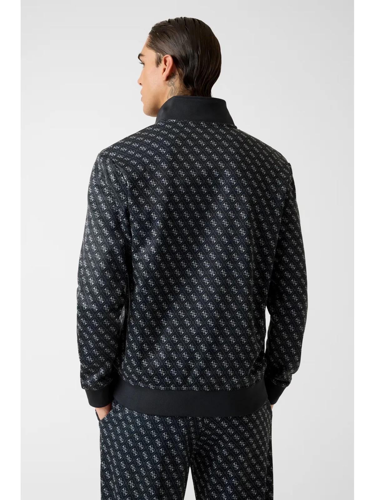 GUESS SPORT Felpa Uomo KORBIN FULL ZIP TRACKSUIT Z2BQ06 K7122 P9QC 4G AOP JET BLACK - Image 4