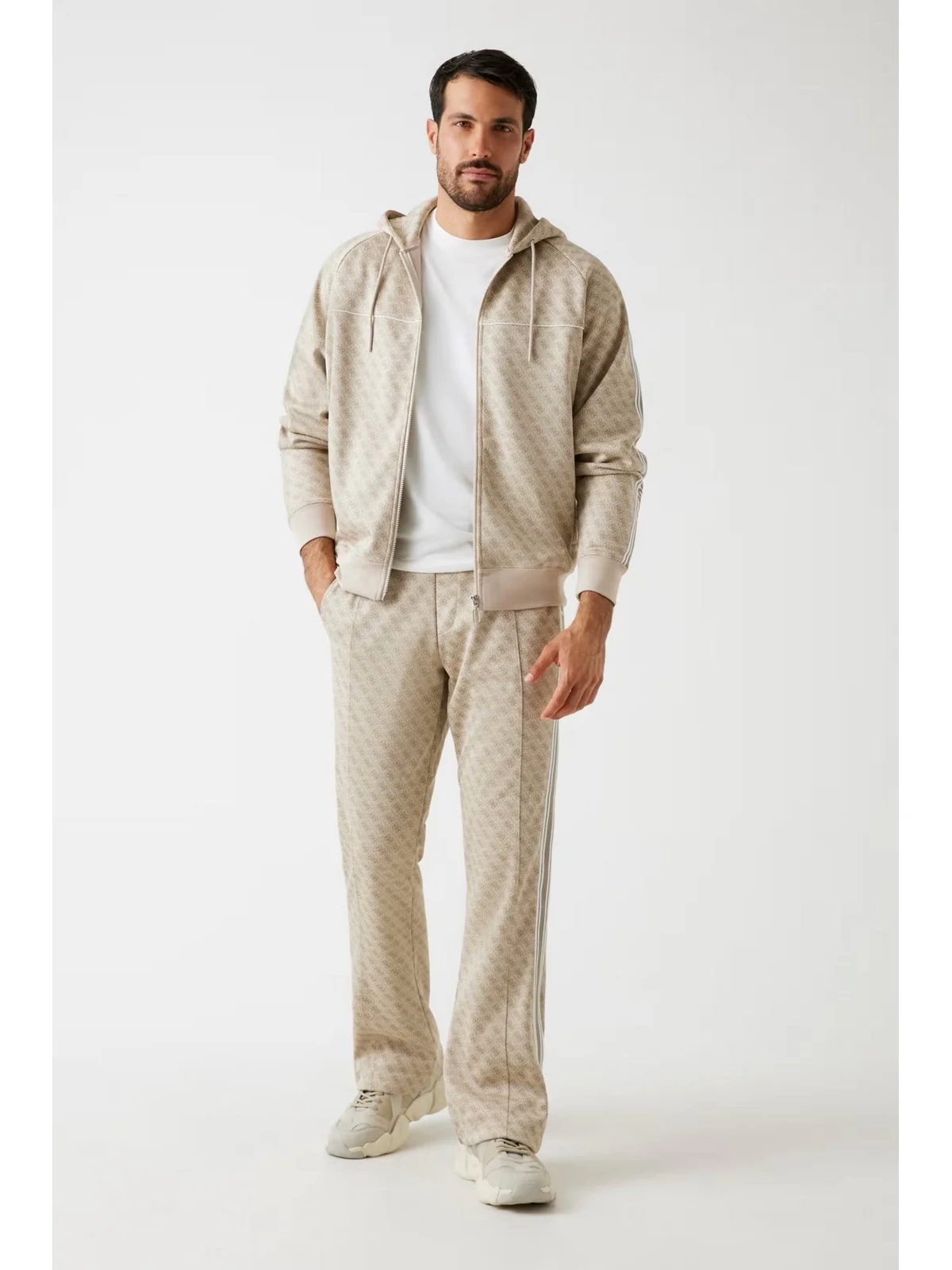 GUESS SPORT Felpa Uomo PARIMO 4G FULL ZIP SWEATSHIRT Z5BQ13 K2042 FJ9O 4G JACQUARD LIGHT MI - Image 3
