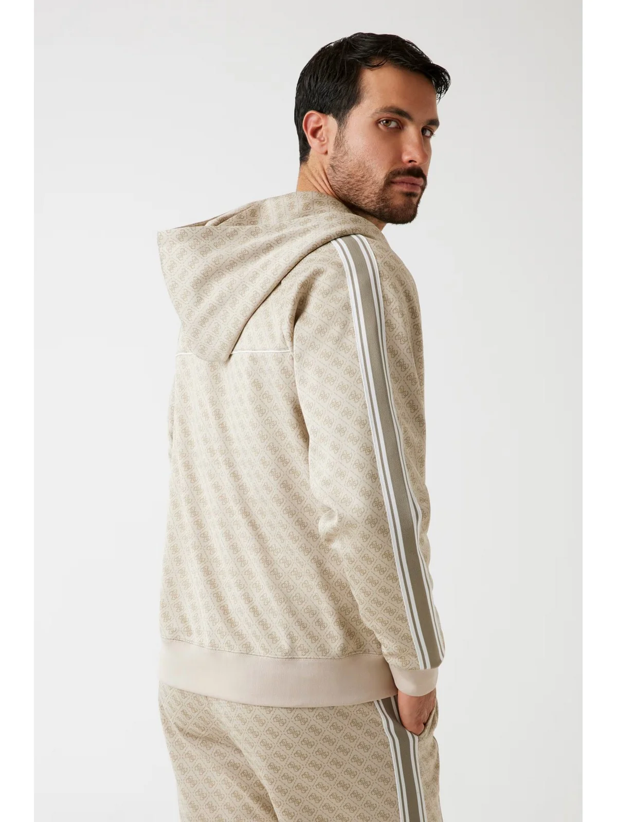 GUESS SPORT Felpa Uomo PARIMO 4G FULL ZIP SWEATSHIRT Z5BQ13 K2042 FJ9O 4G JACQUARD LIGHT MI - Image 4