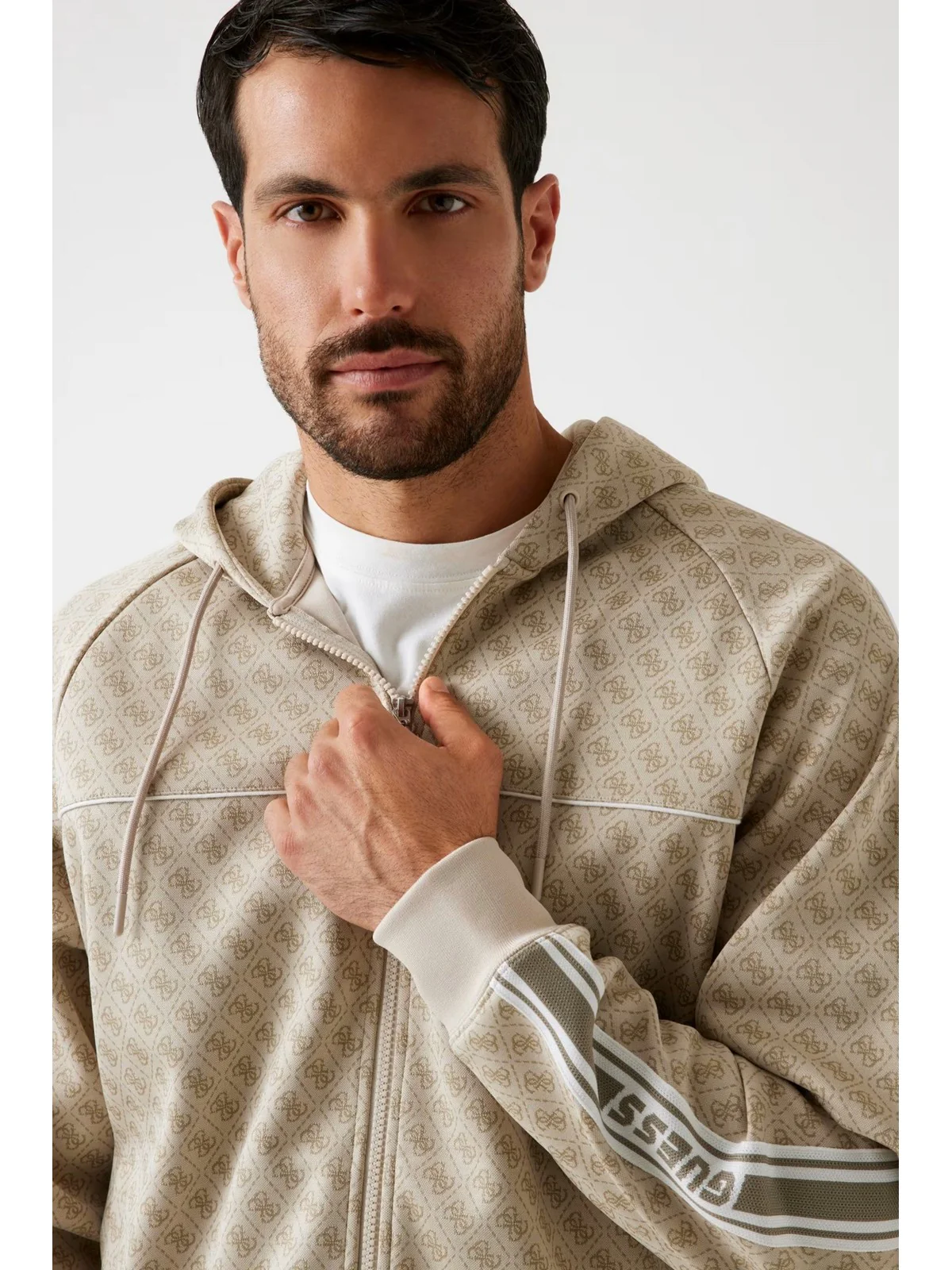 GUESS SPORT Felpa Uomo PARIMO 4G FULL ZIP SWEATSHIRT Z5BQ13 K2042 FJ9O 4G JACQUARD LIGHT MI - Image 5