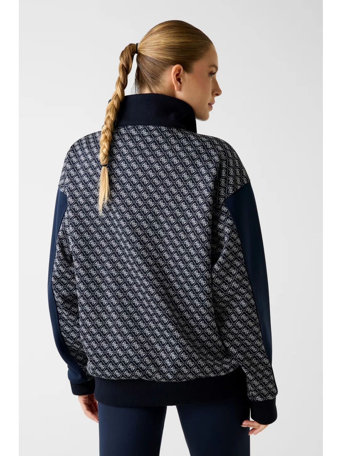 GUESS SPORT Giubbino Donna MAYA 4G FULL ZIP JACKET V6RL08 K2042 FJBB 4G JACQUARD MOON - Image 4