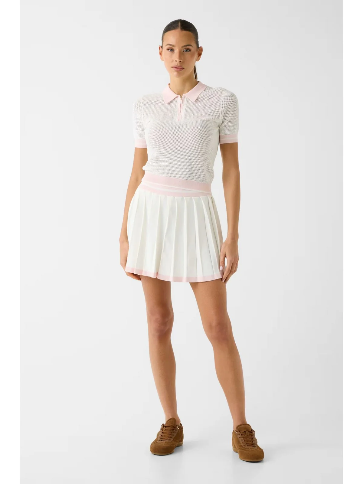 GUESS SPORT Gonna Donna GABRY PLEATED SKIRT SWTR V6GD04 Z0649 A10F NEIGE WHITE - Image 3