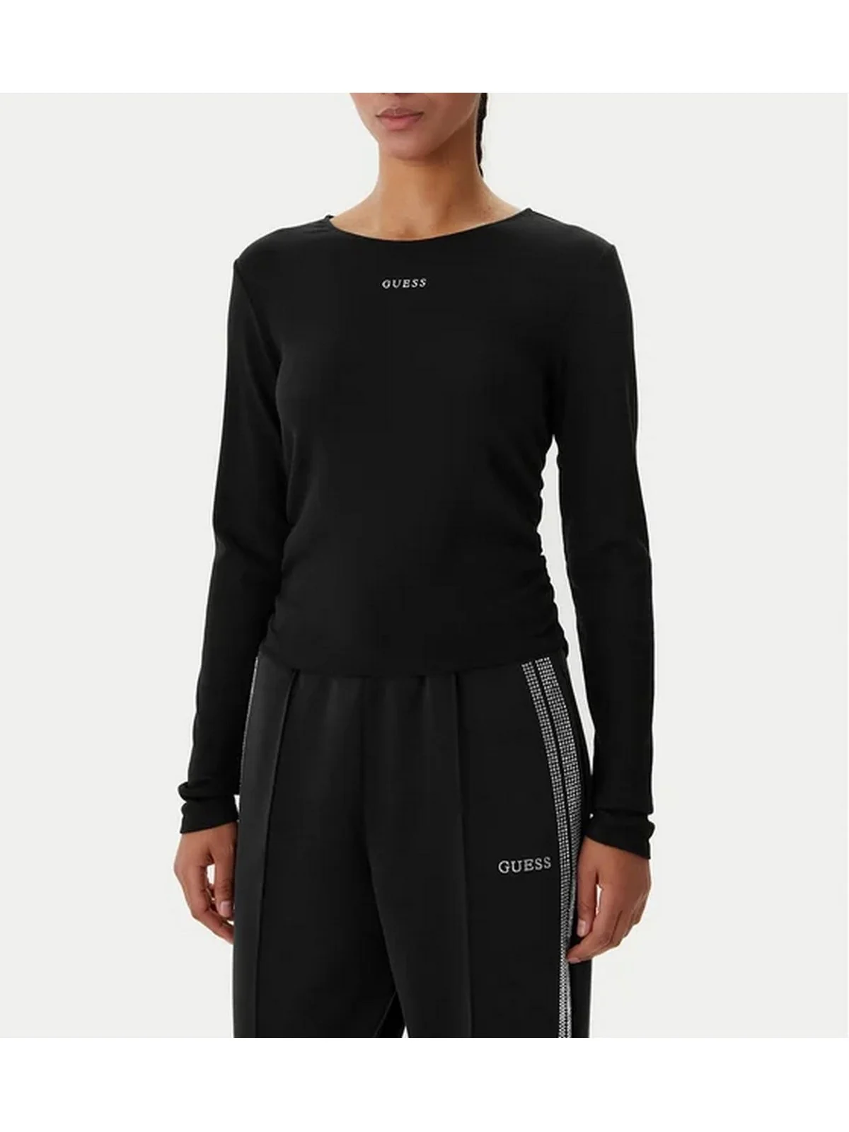 GUESS SPORT Maglia Donna NAT RIB LS TOP V6RP08 KD932 JBLK Jet Black A996 - Image 4